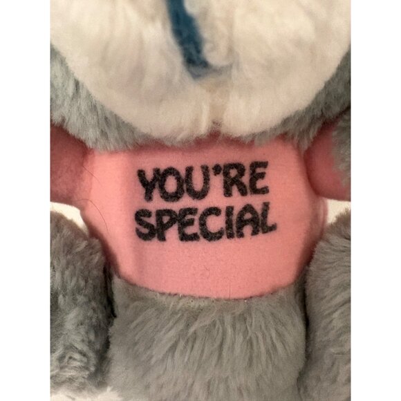 Vintage Grey Plush Bear With Pink "You're Special" Shirt 1983 Approx 7” tall - Picture 3 of 7